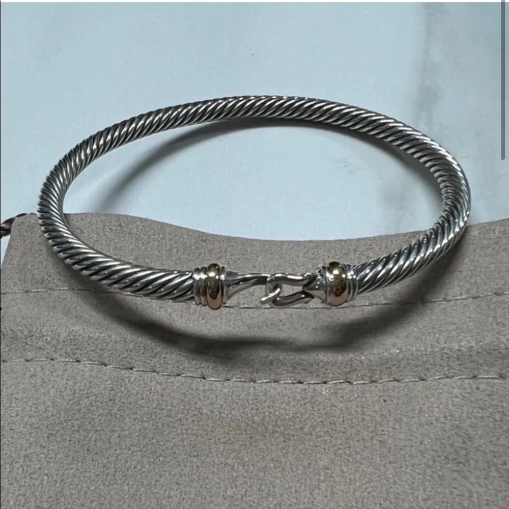 DY silver & 18k rose gold 4mm Classic cable buckle